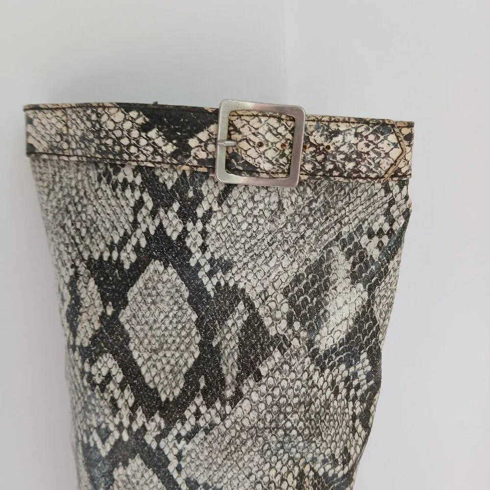 Vintage60's/70's  SnakePrint KneeHigh BlockHeel SquareToe Mod GoGoBoots Sz8 - Picture 4 of 14